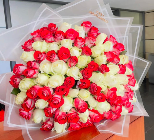 100 mixed roses