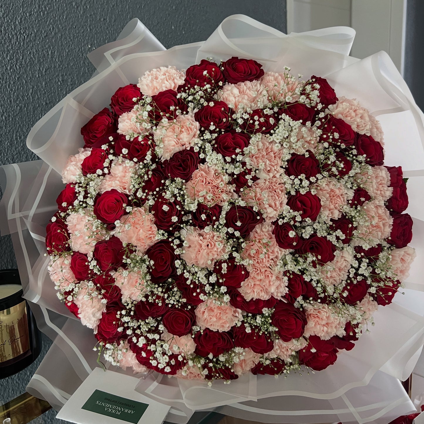 Red Roses and Carnations Bouquet