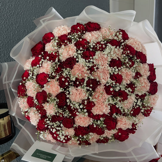 Red Roses and Carnations Bouquet